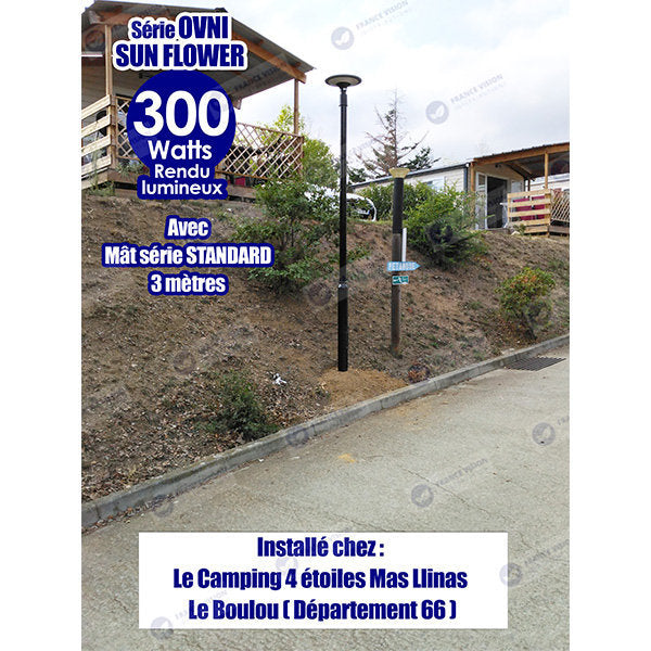 Carton / Lot de 8x Lampes solaires - Série OVNI SUN FLOWER 300 - Rendu lumineux 300 Watts - 2300 lumens - Diamètre tube d'insertion 60 mm - 4000k - Capteur crépusculaire - Mode automatique - Gestion de l’éclairage intelligent