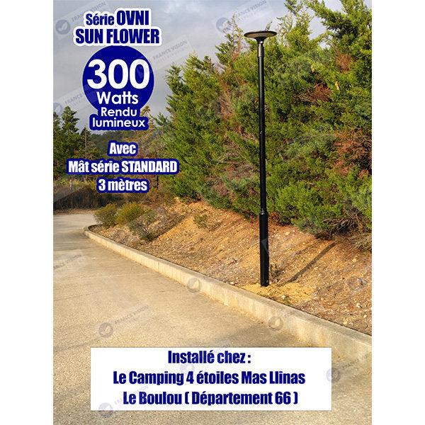 Carton / Lot de 8x Lampes solaires - Série OVNI SUN FLOWER 300 - Rendu lumineux 300 Watts - 2300 lumens - Diamètre tube d'insertion 60 mm - 4000k - Capteur crépusculaire - Mode automatique - Gestion de l’éclairage intelligent