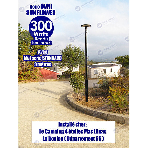 Carton / Lot de 8x Lampes solaires - Série OVNI SUN FLOWER 300 - Rendu lumineux 300 Watts - 2300 lumens - Diamètre tube d'insertion 60 mm - 3000k - Capteur crépusculaire - Mode automatique - Gestion de l’éclairage intelligent