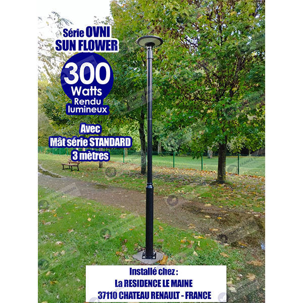 Carton / Lot de 8x Lampes solaires - Série OVNI SUN FLOWER 300 - Rendu lumineux 300 Watts - 2300 lumens - Diamètre tube d'insertion 60 mm - 6000k - Capteur crépusculaire - Mode automatique - Gestion de l’éclairage intelligent