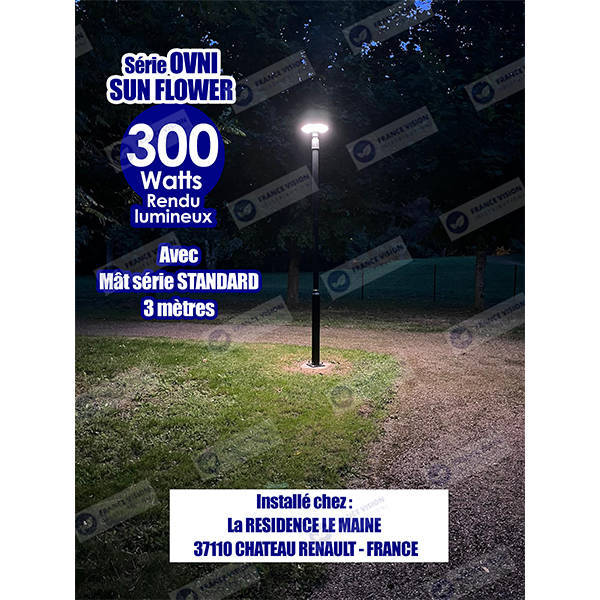 Carton / Lot de 8x Lampes solaires - Série OVNI SUN FLOWER 300 - Rendu lumineux 300 Watts - 2300 lumens - Diamètre tube d'insertion 60 mm - 3000k - Capteur crépusculaire - Mode automatique - Gestion de l’éclairage intelligent