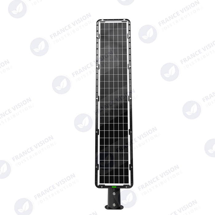 Lampe de rue solaire - Série POWER EVO V2 - 1000 Watts - 3000 Lumens - IP65 - Angle 130x75° - 106 x 20 x 9 cm - Panneau MONOCRISTALLIN - Structure en ALUMINIUM - Mode détection sans veille (0-100% - 1 minute) - Télécommande - 6500k
