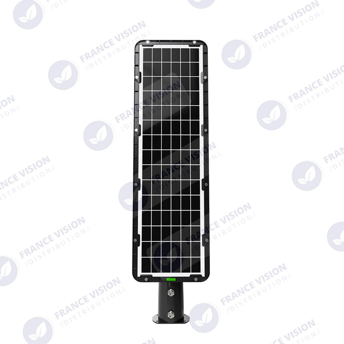 Lampe de rue solaire - Série POWER EVO V2 - 800 Watts - 2200 Lumens - IP65 - Angle 130x75° - 75 x 20 x 9 cm - Panneau MONOCRISTALLIN - Structure en ALUMINIUM - Mode détection sans veille (0-100% - 1 minute) - Télécommande - 3000K