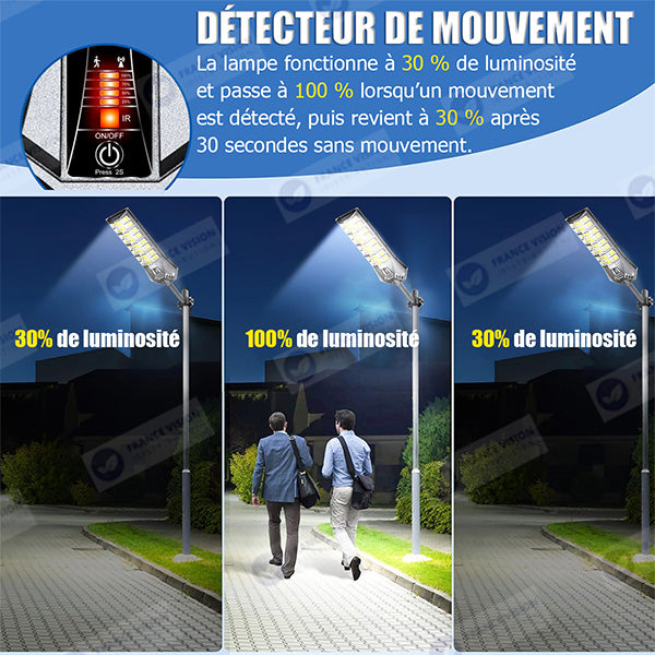 Lot de 5x Lampadaires solaires de rue / parking - Série POWER ULTRA V2 CCT (Couleur Changeante en Température) - 500 Watts - 2400 Lumens - Angle 140*70° - IP66 - 69 x 27 x 7 cm - Télécommande - Détecteur de mouvement - Tube d’insertion 45 mm