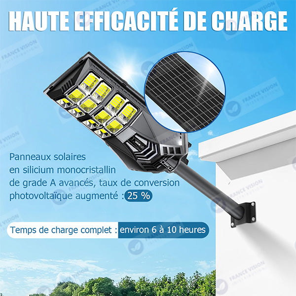 Lot de 5x Lampadaires solaires de rue / parking - Série POWER ULTRA V2 CCT (Couleur Changeante en Température) - 500 Watts - 2400 Lumens - Angle 140*70° - IP66 - 69 x 27 x 7 cm - Télécommande - Détecteur de mouvement - Tube d’insertion 45 mm