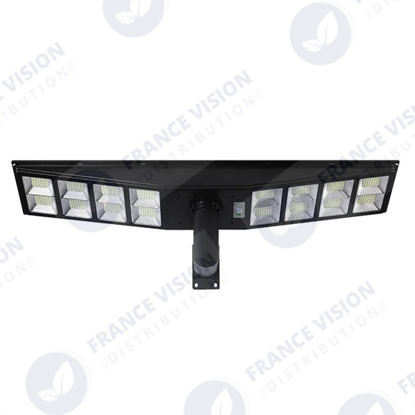 Lampadaire solaire pour extérieur - Série OVNI SATELLITE - 500 Watts - Angle 240° - IP65 - 117 x 24 x 12 cm - Diamètre tube d’insertion 76/60mm - 3 Modes - Télécommande - Détecteur de mouvement - Capteur crépusculaire - 3000k