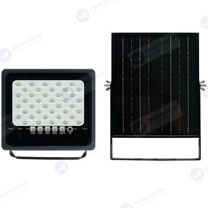 Lot de 4x Projecteurs LED solaires - Série SECURITY ULTRA - 150 Watts - 900 Lumens - Angle 120° - IP65 - Lampe 21 x 20 x 5 cm - Panneau solaire MONOCRISTALLIN 23 x 21 x 2 cm - Télécommande - 6500k - Mode de détection sans veille (0-100% - 1 minute)