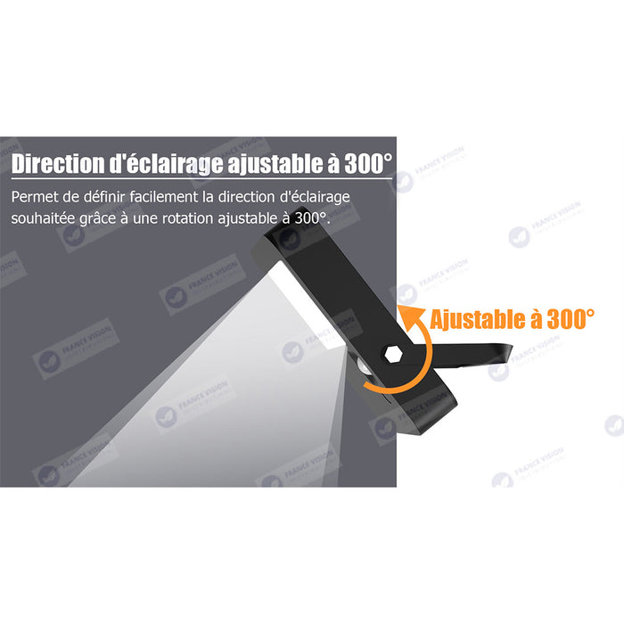 Projecteur LED solaire - Série SECURITY V3 - 300 Watts - 4800 Lumens - Angle 100*85° - IP65 - Lampe 24 x 20 x 4 cm - Panneau solaire MONOCRISTALLIN 37 x 26 x 2 cm - Avec détecteur de mouvement - Télécommande - 3000k/4000k/6000k