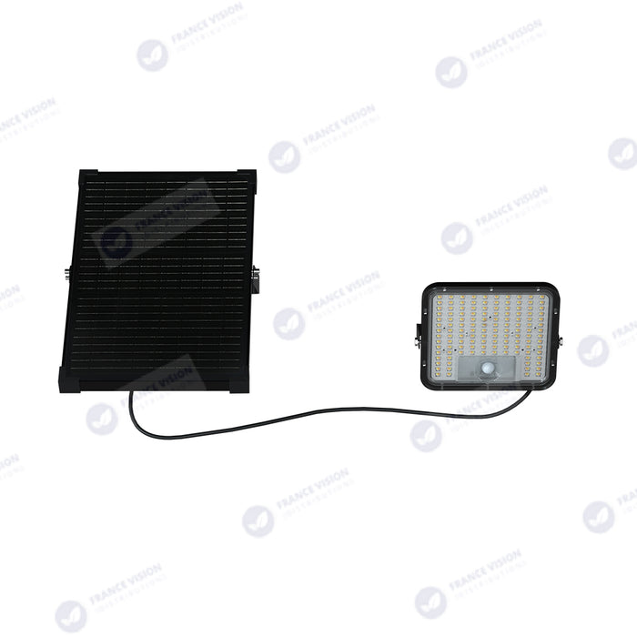 Lot de 8x Projecteurs LED solaires - Série SECURITY V1 - 600 Watts - 9600 Lumens - Angle 120*60° - IP65 - Lampe 26 x 25 x 6 cm - Panneau solaire MONOCRISTALLIN 37 x 26 x 2 cm - Avec détecteur de mouvement - Télécommande - 4000k/6000k