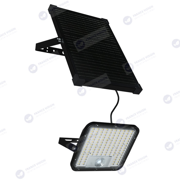 Lot de 8x Projecteurs LED solaires - Série SECURITY V1 - 600 Watts - 9600 Lumens - Angle 120*60° - IP65 - Lampe 26 x 25 x 6 cm - Panneau solaire MONOCRISTALLIN 37 x 26 x 2 cm - Avec détecteur de mouvement - Télécommande - 4000k/6000k