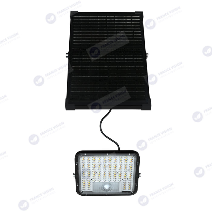 Lot de 8x Projecteurs LED solaires - Série SECURITY V1 - 600 Watts - 9600 Lumens - Angle 120*60° - IP65 - Lampe 26 x 25 x 6 cm - Panneau solaire MONOCRISTALLIN 37 x 26 x 2 cm - Avec détecteur de mouvement - Télécommande - 4000k/6000k