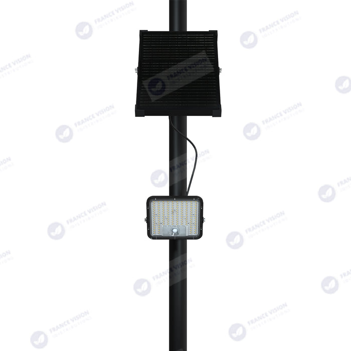 Lot de 8x Projecteurs LED solaires - Série SECURITY V1 - 600 Watts - 9600 Lumens - Angle 120*60° - IP65 - Lampe 26 x 25 x 6 cm - Panneau solaire MONOCRISTALLIN 37 x 26 x 2 cm - Avec détecteur de mouvement - Télécommande - 4000k/6000k