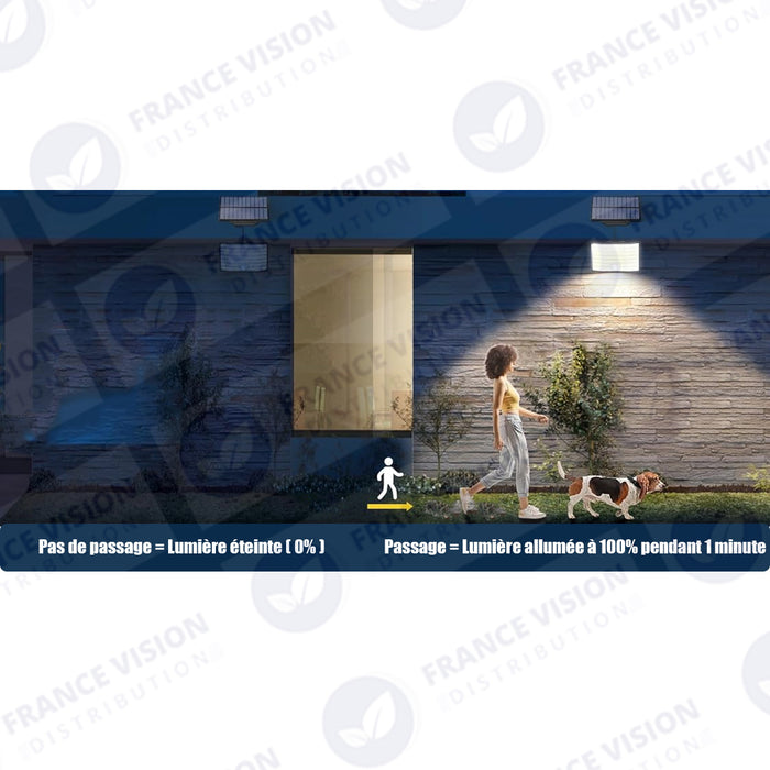 Projecteur LED solaire - Série SECURITY ULTRA - 400 Watts - 2000 Lumens - Angle 120° - IP65 - Lampe 28 x 25 x 5 cm - Panneau solaire MONOCRISTALLIN 42 x 33 x 3 cm - Télécommande - 6500k - Mode de détection sans veille (0-100% - 1 minute)