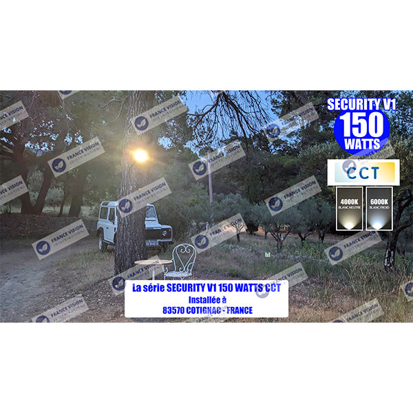 Projecteur LED solaire - Série SECURITY V2 - 400 Watts - 2100 Lumens - Angle 90° - IP65 - Lampe 26 x 21 x 5 cm - Panneau solaire MONOCRISTALLIN 39 x 23 x 2 cm - Avec détecteur de mouvement - Avec télécommande - Support ajustable - 6000k