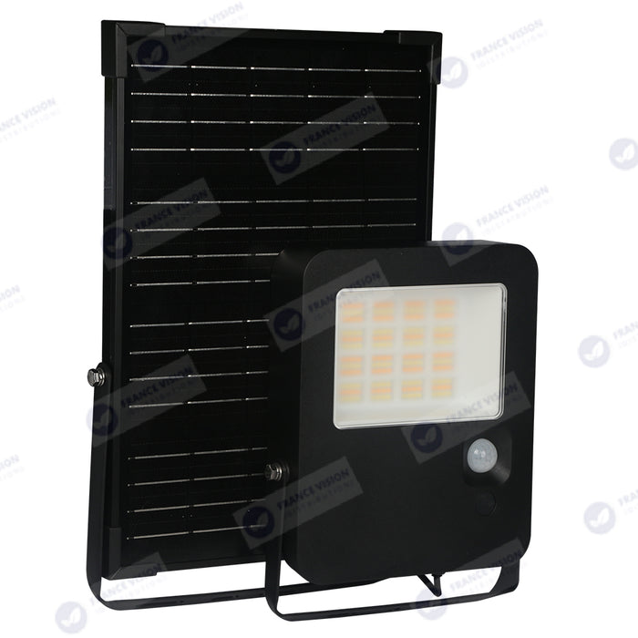 Projecteur LED solaire - Série SECURITY V3 - 300 Watts - 4800 Lumens - Angle 100*85° - IP65 - Lampe 24 x 20 x 4 cm - Panneau solaire MONOCRISTALLIN 37 x 26 x 2 cm - Avec détecteur de mouvement - Télécommande - 3000k/4000k/6000k