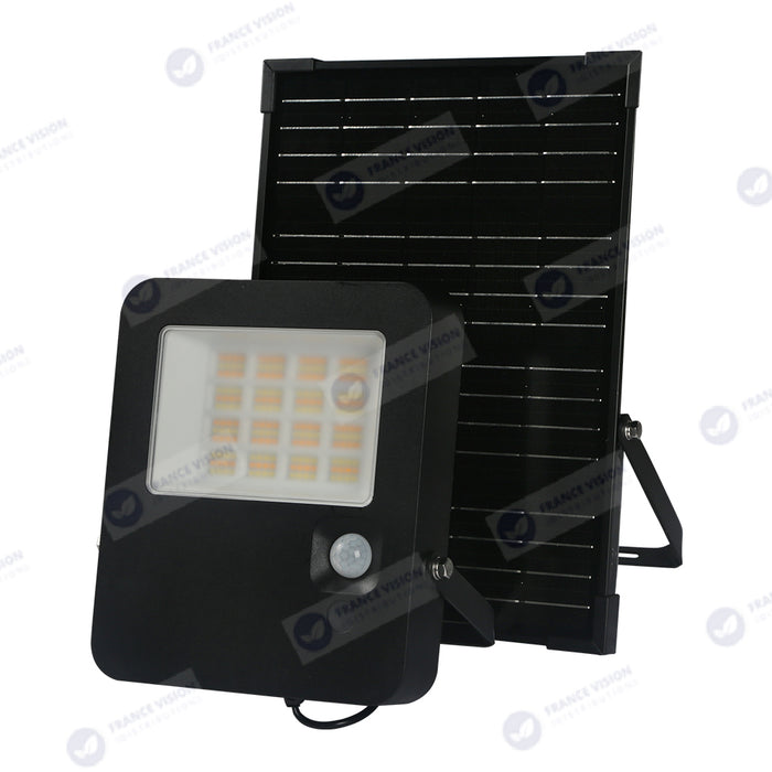 Projecteur LED solaire - Série SECURITY V3 - 300 Watts - 4800 Lumens - Angle 100*85° - IP65 - Lampe 24 x 20 x 4 cm - Panneau solaire MONOCRISTALLIN 37 x 26 x 2 cm - Avec détecteur de mouvement - Télécommande - 3000k/4000k/6000k