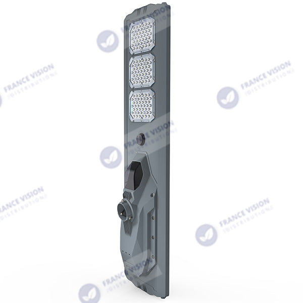 Lot de 4x Lampes de rue solaires - Série STARSHIP ULTRA 8500 - Rendu lumineux 2000 Watts - 8500 Lumens - Couleur 3000k - Angle 150x70° - IP65 - Structure aluminium - Dimensions 134 x 36 x 16 cm - Tube d'insertion 76mm - Contrôle intelligent - Capteur PIR