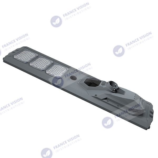 Lot de 4x Lampes de rue solaires - Série STARSHIP ULTRA 8500 - Rendu lumineux 2000 Watts - 8500 Lumens - Couleur 3000k - Angle 150x70° - IP65 - Structure aluminium - Dimensions 134 x 36 x 16 cm - Tube d'insertion 76mm - Contrôle intelligent - Capteur PIR