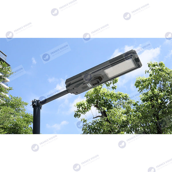 Lot de 5x Lampes de rue solaires - Série STARSHIP - Rendu lumineux 800 Watts - 2400 Lumens - Couleur 4000K - Angle 150x70° - IP65 - Dimensions 70 x 30 x 8 cm - Tube d'insertion 45mm - Avec détecteur de mouvement - Télécommande - 3 modes de fonctionnement