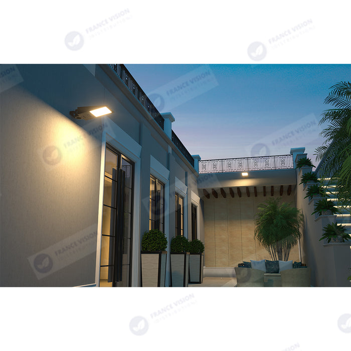 Lampe de rue et parking Solaire - Série STREET EVO V2 – Rendu lumineux 500 Watts - 4800 Lumens - CCT - 140x70° - Télécommande - Détecteur de mouvement - Diamètre d’insertion 60 mm - 52 x 23 x 10 cm – Installation sur mât et murale