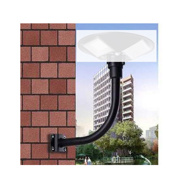 Support mural ou de mât pour lampe – Perpendiculaire rond – Diamètre 60mm – Longueur 50cm – Couleur noir