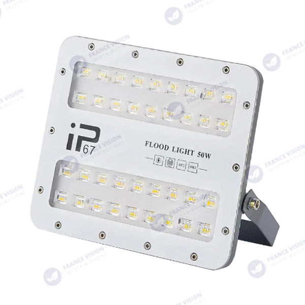 Projecteur LED filaire - Série ELITE - 50 Watts - 6000 Lumens - 120 Lumens / Watt -  Angle 140x70° - IP67 - Protection à l'impact IK08 - 20 x 16 x 4 cm - Couleur 4500k