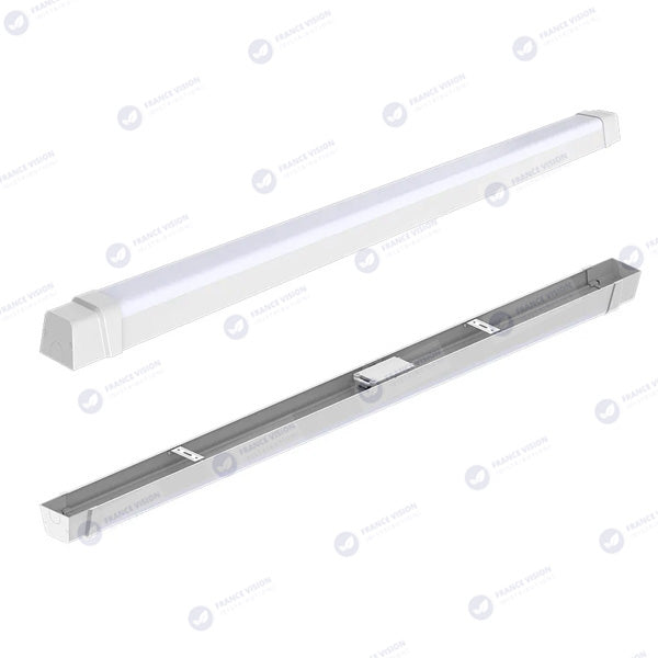 Pack de 20x Reglettes LED étanches 150cm - Série CONNECT - CCT (Couleur Changeante en Température) - 60 Watts - 8400 Lumens - 140 Lumens/watt - 120°  - IP65 - 148 x 7 x 6 cm - Transformateur Flicker Free - Branchement en Série Possible - Garantie 3 ans