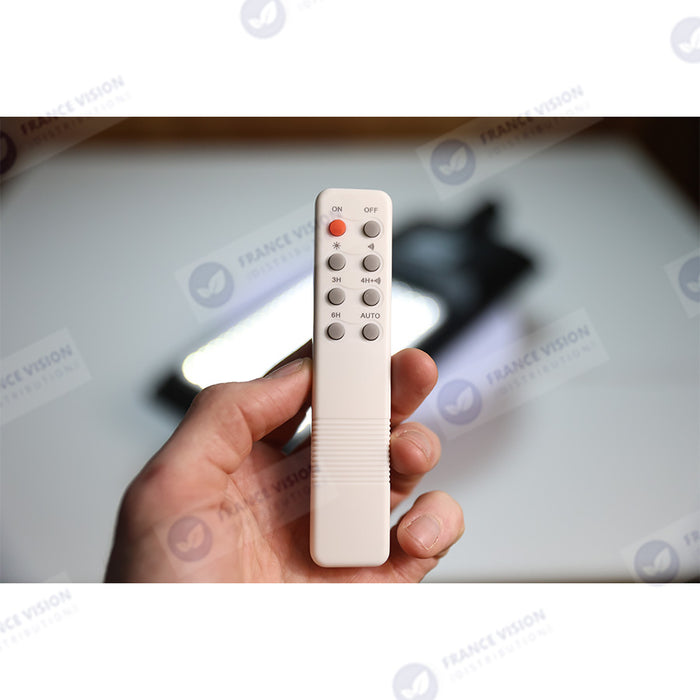 Lampe de rue LED solaire - Série VIEW V2 EVO - 1400 Watts - 4500 Lumens - 3000k - Angle 140*70° - IP54 - 64 x 26 x 7 cm - Panneau Monocristallin - Batterie 25Ah - Détecteur de mouvement - Télécommande - Tube d'insertion 45mm