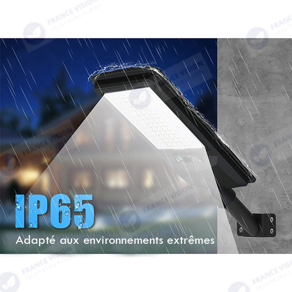 Lampe de rue LED solaire - Série VIEW V2 EVO  - 1200 Watts - 3600 Lumens - 6000k - Angle 140*70° - IP54 - 64 x 26 x 7 cm - Panneau Monocristallin - Batterie 20Ah - Détecteur de mouvement - Télécommande - Tube d'insertion 45mm