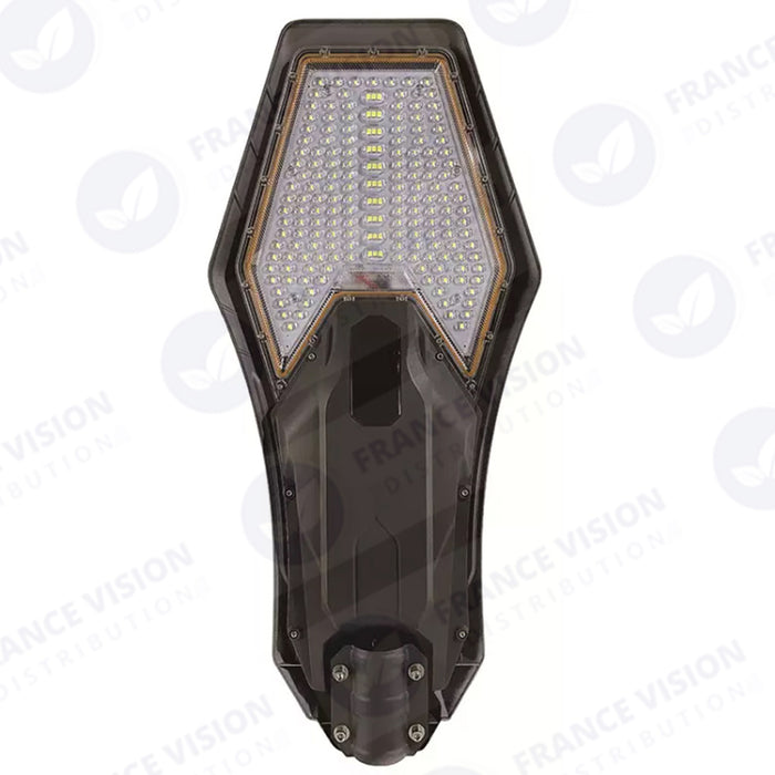 Lampe de rue solaire - Série INTERSTELLAR ELITE PIR - 800 Watts - 5600 Lumens - Angle 150*70° - IP66 - Lampe 75 x 34 x 10 cm - Panneau MONO 67 x 45 x 3 cm - Contrôleur intelligent - Télécommande - Support inclus - Détecteur de mouvement - 6000k