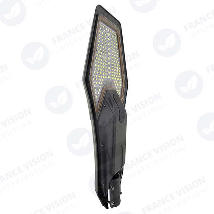 Lampe de rue solaire - Série INTERSTELLAR ELITE PIR - 800 Watts - 5600 Lumens - Angle 150*70° - IP66 - Lampe 75 x 34 x 10 cm - Panneau MONO 67 x 45 x 3 cm - Contrôleur intelligent - Télécommande - Support inclus - Détecteur de mouvement - 6000k