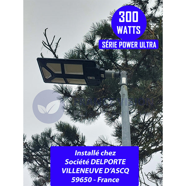 Lot de 5x Lampadaires solaires extérieurs de rue / parking - Série POWER ULTRA - Rendu 200 Watts - 2000 lumens - 180° - IP65 - 46 x 36 x 8 cm - Avec capteur crépusculaire - Télécommande - Avec détecteur de mouvement - Diamètre tube d’insertion 45 mm