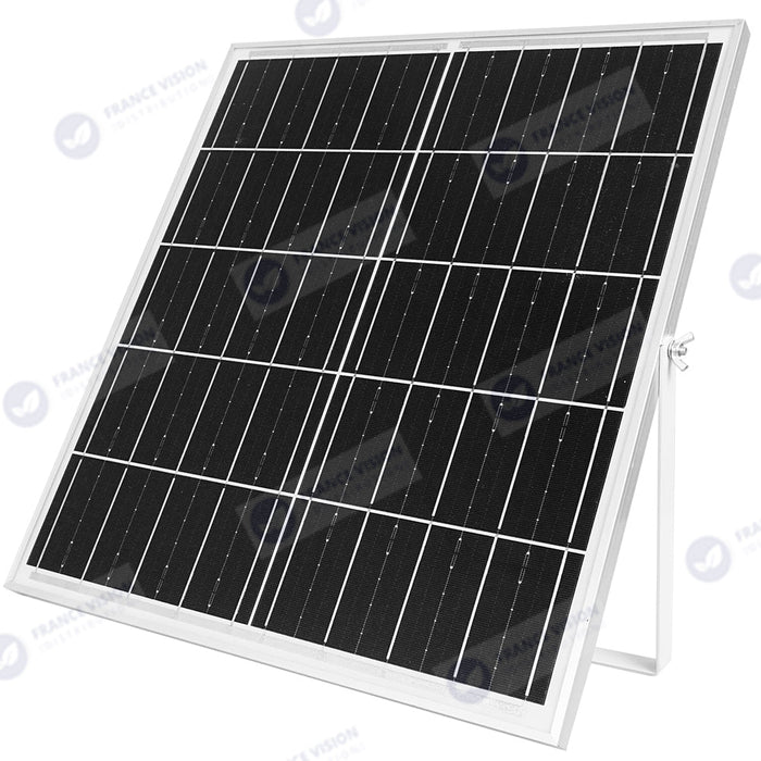 Projecteur LED solaire - Série SECURITY V2 - 250 Watts - 1500 Lumens - Angle 90° - IP65 - Lampe 26 x 21 x 4 cm - Panneau solaire MONOCRISTALLIN 30 x 21 x 2 cm - Avec détecteur de mouvement - Avec télécommande - Support ajustable - 6000k