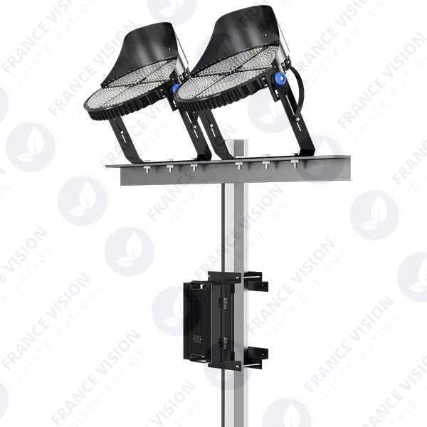 Carton / Lot de 4x Projecteurs de stade - Série ROUND V2 - 500 Watts -  95 000 Lumens - 190 Lumens/Watt - Angle 20° /  30° / 45° / 60° au choix - IP66 - 59 x 51 x 26 cm - 3000k à 6500k - Dimmable - Transformateur SOSEN - Garantie 5 ans