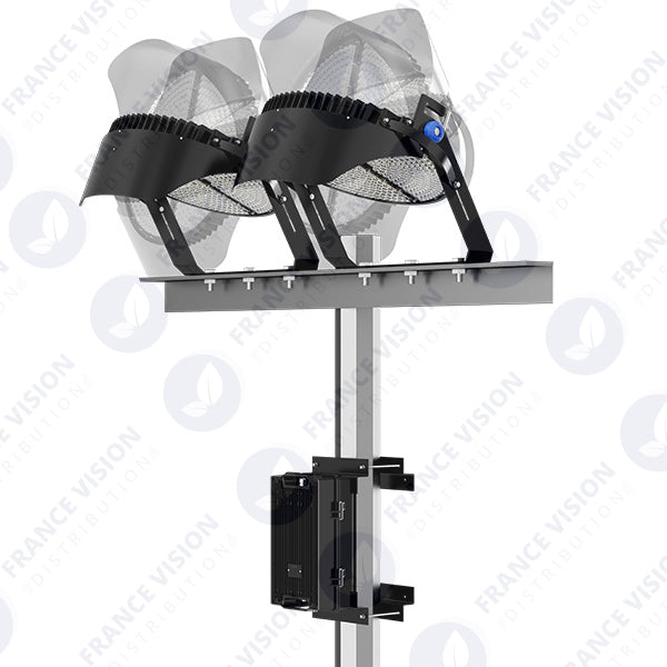 Carton / Lot de 4x Projecteurs de stade - Série ROUND V2 - 500 Watts -  95 000 Lumens - 190 Lumens/Watt - Angle 20° /  30° / 45° / 60° au choix - IP66 - 59 x 51 x 26 cm - 3000k à 6500k - Dimmable - Transformateur SOSEN - Garantie 5 ans