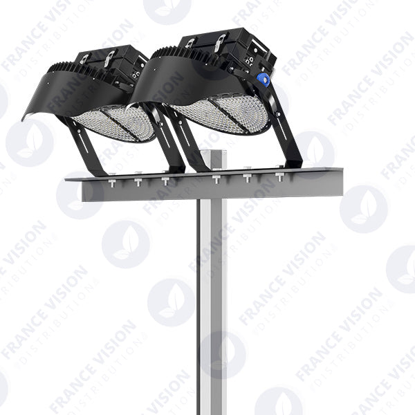 Carton / Lot de 4x Projecteurs de stade - Série ROUND V2 - 500 Watts -  95 000 Lumens - 190 Lumens/Watt - Angle 20° /  30° / 45° / 60° au choix - IP66 - 59 x 51 x 26 cm - 3000k à 6500k - Dimmable - Transformateur SOSEN - Garantie 5 ans