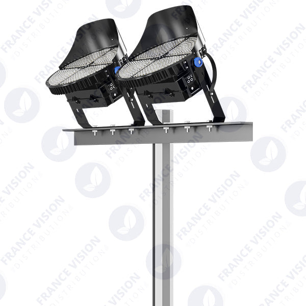 Carton / Lot de 4x Projecteurs de stade - Série ROUND V2 - 500 Watts -  95 000 Lumens - 190 Lumens/Watt - Angle 20° /  30° / 45° / 60° au choix - IP66 - 59 x 51 x 26 cm - 3000k à 6500k - Dimmable - Transformateur SOSEN - Garantie 5 ans