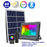 Projecteur LED solaire - Série WARRIOR RGBW (Multicolores + Blanc) - 60 Watts - Angle 120° - Lampe 21 x 17 x 6 cm - Panneau solaire 35 x 24 cm - IP67 - Avec télécommande - Avec capteur crépusculaire - Bluetooth - Rythme musical
