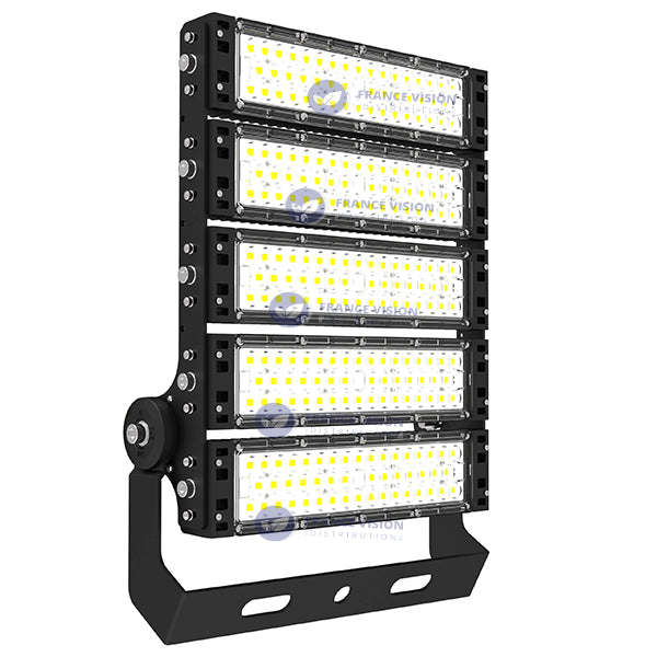 Projecteur haute puissance LED de stade - Série EXCEPTION - 750 Watts - 112 500 Lumens - 150 Lumens/Watt - Angle 20°/40°/60°/20°x95° au choix - 44 x 58 x 11 cm - IP66 - IK08 - 2700k à 6500k - Transformateur Meanwell- Garantie 5 ans