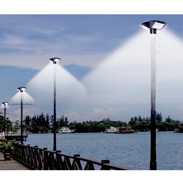Lampe solaire pour extérieur - Série OVNI BASIC - 250 Watts - 1900 lumens - Angle 360° -  IP65 - Diamètre tube d'insertion 80 mm - Avec détecteur de mouvement - Avec télécommande - Contrôleur MPPT - Couleur d'éclairage 3000K