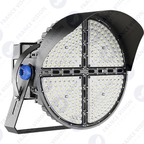 Carton / Lot de 4x Projecteurs de stade - Série ROUND V2 - 500 Watts -  95 000 Lumens - 190 Lumens/Watt - Angle 20° /  30° / 45° / 60° au choix - IP66 - 59 x 51 x 26 cm - 3000k à 6500k - Dimmable - Transformateur SOSEN - Garantie 5 ans