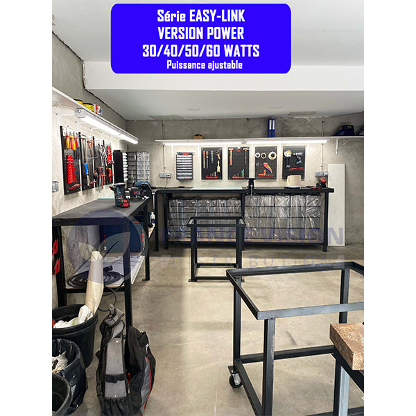 Pack de 6x Réglettes LED étanches connectables - Série EASY-LINK - Version POWER - Puissance ajustable 30 / 40 / 50 / 60 Watts - 8400 Lumens - 140 Lumens/Watt - 150 x 7 x 6 cm - Angle 120° - IP65 - 4000K - Transformateur OSRAM - Garantie 5 ans