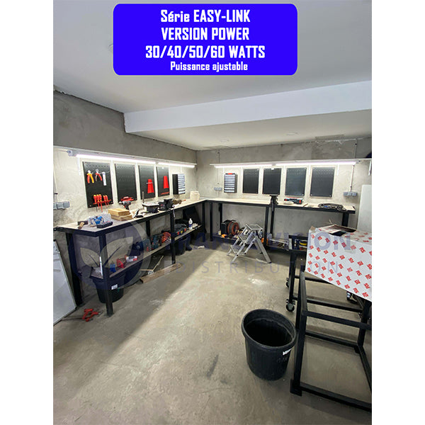 Pack de 6x Réglettes LED étanches connectables - Série EASY-LINK - Version POWER - Puissance ajustable 20 / 25 / 30 / 40 Watts - 5600 Lumens - 140 Lumens/Watt - 122 x 7 x 6 cm - Angle 120° - IP65 - 4000K - Transformateur OSRAM - Garantie 5 ans