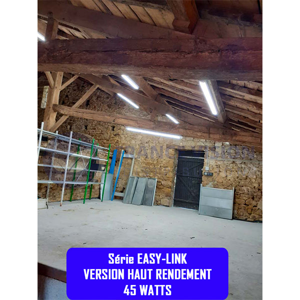 Pack de 6x Réglettes LED étanches connectables - Série EASY-LINK - Version POWER - Puissance ajustable 20 / 25 / 30 / 40 Watts - 5600 Lumens - 140 Lumens/Watt - 122 x 7 x 6 cm - Angle 120° - IP65 - 4000K - Transformateur OSRAM - Garantie 5 ans