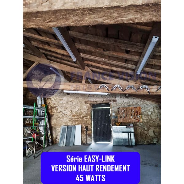 Pack de 6x Réglettes LED étanches connectables - Série EASY-LINK - Version POWER - Puissance ajustable 20 / 25 / 30 / 40 Watts - 5600 Lumens - 140 Lumens/Watt - 122 x 7 x 6 cm - Angle 120° - IP65 - 4000K - Transformateur OSRAM - Garantie 5 ans