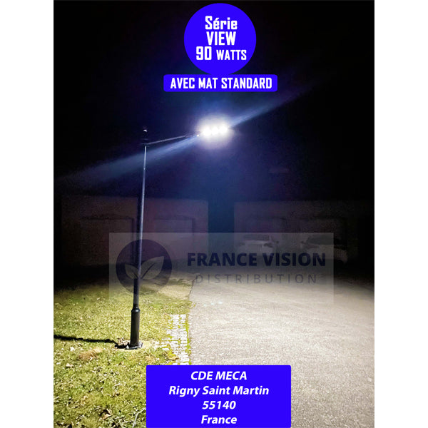 Mât / Poteau pour lampe de rue - Série STANDARD V1 EVO - 3 mètres - Entraxe latéral des trous 200mm - Couleur Noir