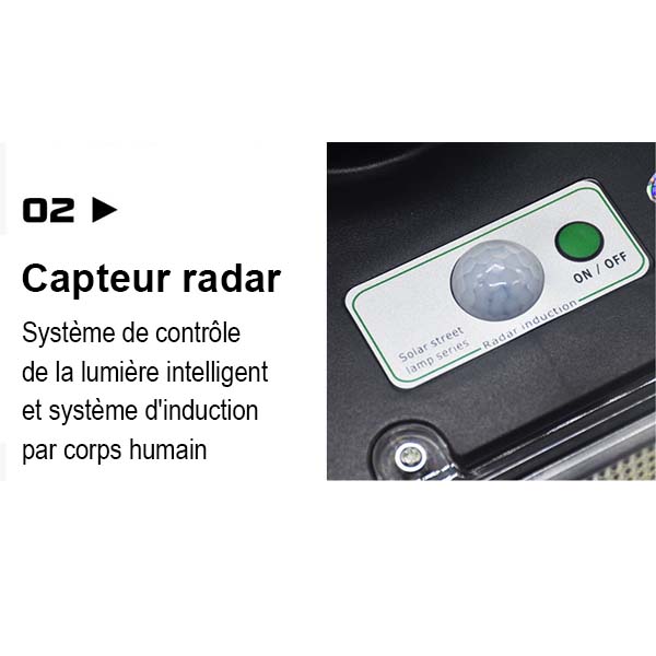 Palette de 14x Lampes solaires pour extérieur - Série OVNI - Version HERCULE 500 - Rendu lumineux 500 Watts - 2200 lumens – Angle 360° - Diamètre tube d'insertion 60 / 76 mm - Avec détecteur de mouvement – Capteur crépusculaire - Avec télécommande - 4000k