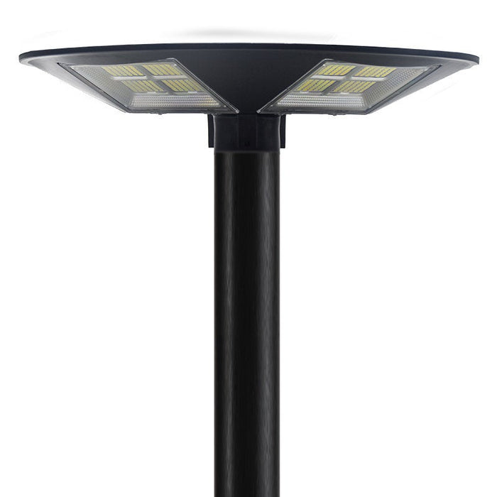 Lampe solaire pour extérieur - Série OVNI - Version HERCULE 400 - Rendu lumineux 400 Watts - 2000 lumens - Angle 360° - IP65 - Diamètre tube d'insertion 60 / 76mm - Avec détecteur de mouvement – Capteur crépusculaire - Avec télécommande - 6000k