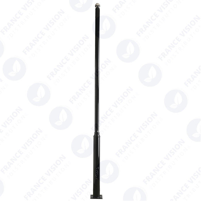 Lot de 5x Mâts / Poteaux pour lampe de rue - Série STANDARD V2 EVO avec TRAPPE - Vis antivol - 4 mètres - Entraxe latéral des trous 200mm - Couleur Noir