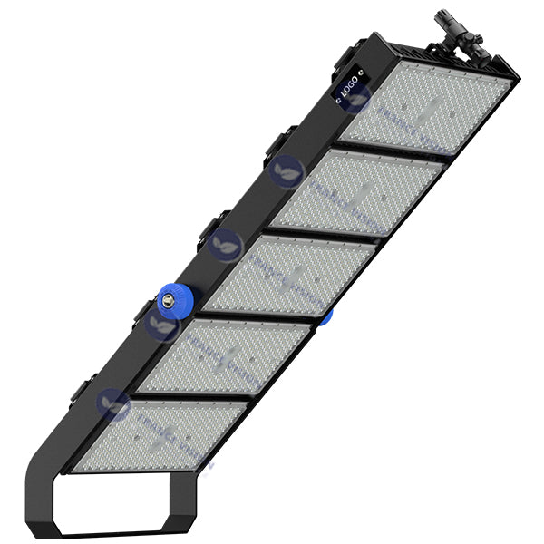 Projecteur haute puissance LED de stade - Série EXCEPTION - 1250 Watts - 187 500 Lumens - 150 Lumens/Watt - Angle 15°/30°/45°/60°/90°/120° au choix - 46 x 106 x 18 cm - IP66 - IK08 - 2700k à 6500k - Transformateur Meanwell- Garantie 5 ans